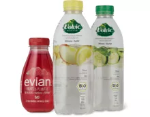 Volvic Essence, 750 ml, und Evian Fruits & Plantes, 370 ml
