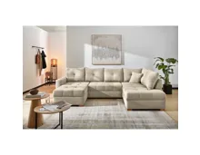 Wohnlandschaft Leon Stoff Cord greige