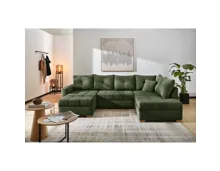 Wohnlandschaft Leon Stoff Cord grün