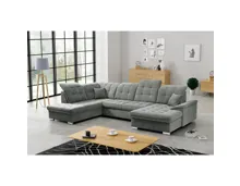 Wohnlandschaft Nicole Stoff anthrazit, Bettkasten