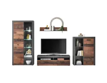 Wohnwand India Dekor Old Style Matera inkl. LED-Beleuchtung 320 x 190 x 39 cm