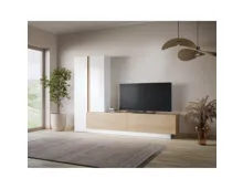 Wohnwand Milazzo Dekor weiss/Eiche 260 x 190,5 x 39,5 cm