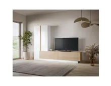 Wohnwand Milazzo Dekor weiss/Eiche 260 x 190,5 x 39,5 cm