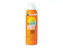 Z.B. Coop Wel! Sun Clear Spray, LSF 30, 200 ml 7.95 statt 9.95