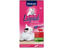 Z.B. Vitakraft Cat Liquid Snack mit Rind und Katzengras, 6 x 15 g 1.85 statt 2.70
