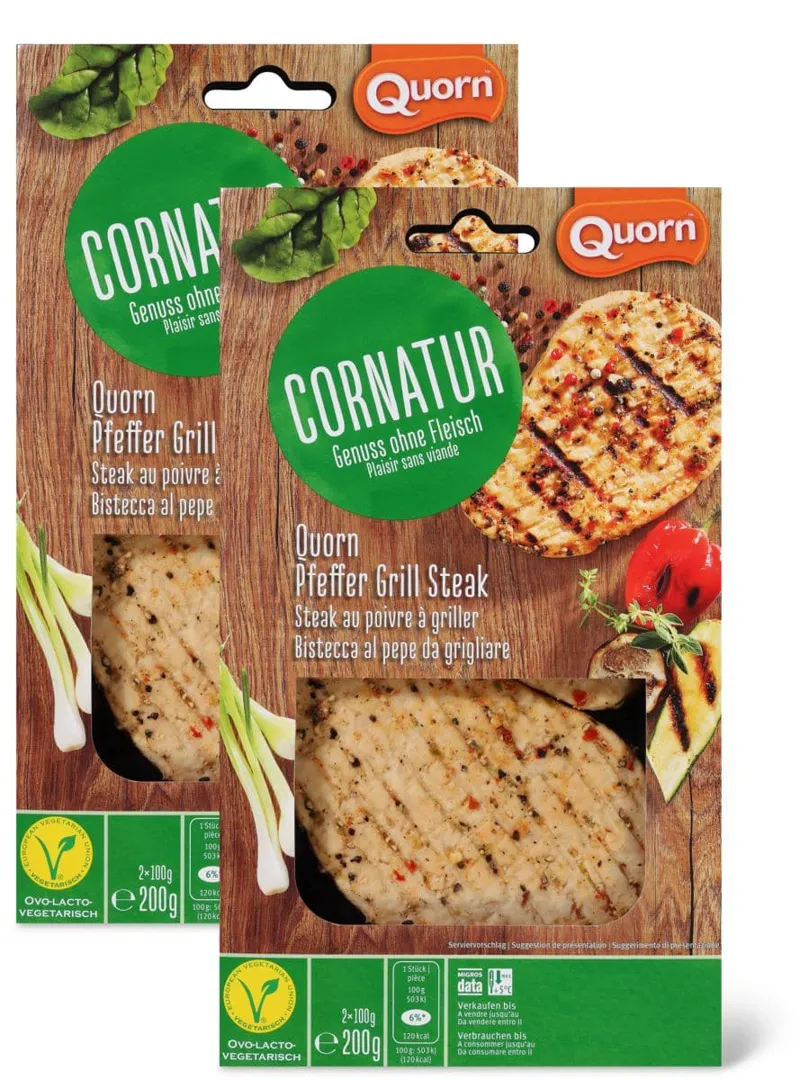 Cornatur Quorn PfefferGrillSteak, BioPlätzli oder Kale Burger im DuoPack 20 Rabatt