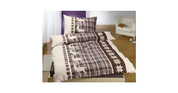 Bettwäsche beige-braun mit Steinbock-Motiv - 28% Rabatt - Lehner