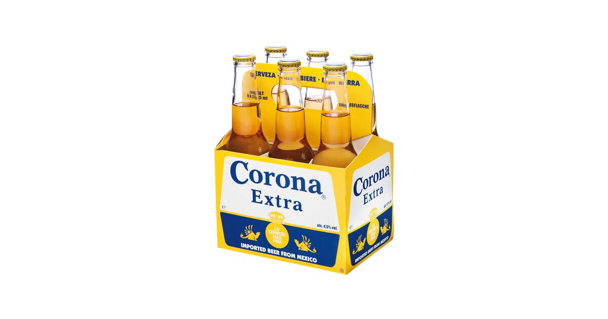 Förpackning med 6 flaskor med Corona