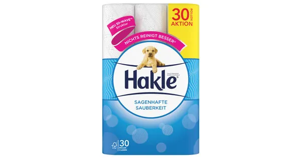 Hakle Toilettenpapier Klassische Sauberkeit weiss 3-lagig 30 Rollen ...