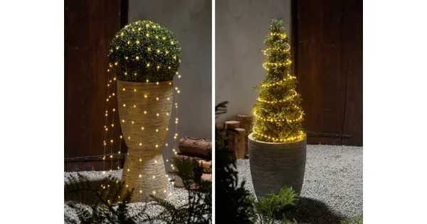 Bonetti 2er Set Solar-Deko-Wasserhahn Mit LED-Lichterschweif - Vintage Metall-Leuchte Für Garten & Balkon