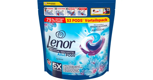 Lenor Waschmittel Pods All-in-1, 98 Waschladungen (2 X 49) Lenor
