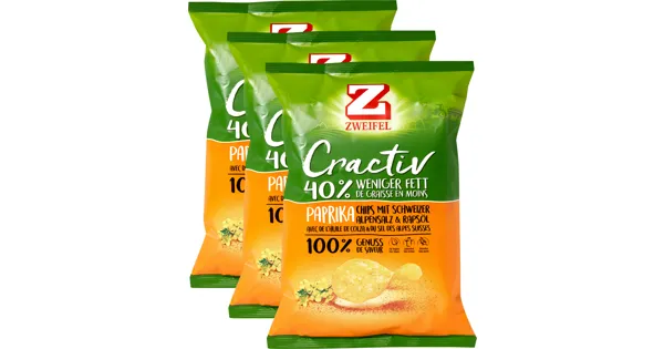 Zweifel Cractiv Chips Paprika 33 Rabatt Denner ab 04.04.2023