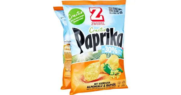 Zweifel Cractiv Chips Paprika 22 Rabatt Denner ab 16.01.2024